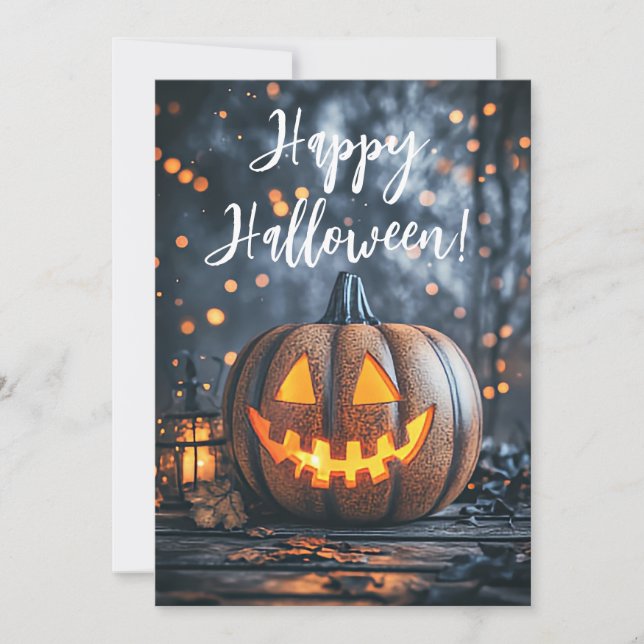 Rustika Halloweenkort med pumpor Inbjudningar (Framsida)