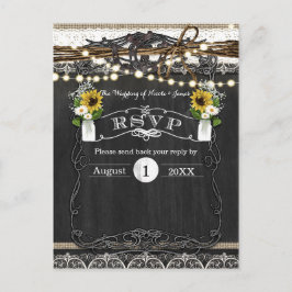 Rustika Hästskor & Blommor Bröllop RSVP-kort Inbjudan Vykort