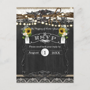Rustika Hästskor & Blommor Bröllop RSVP-kort Inbjudan Vykort