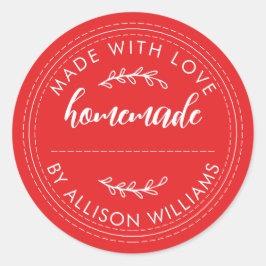 Rustika hembakade gods jam burk klarröd runt klistermärke