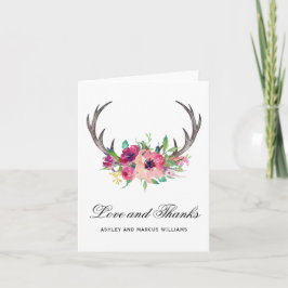 Rustika Hjorthorn Boho Blommor Tack Kort