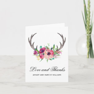 Rustika Hjorthorn Boho Blommor Tack Kort