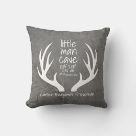 Rustika hjorthorn Little Man Cave Födelse Stats Nu Kudde