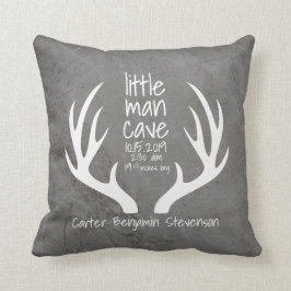 Rustika hjorthorn Little Man Cave Födelse Stats Nu Kudde