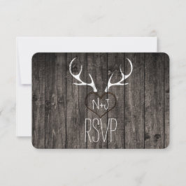 Rustika horn av rådjur & Wedding RSVP med utskuret Inbjudningar
