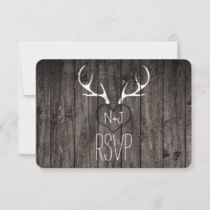 Rustika horn av rådjur & Wedding RSVP med utskuret Inbjudningar