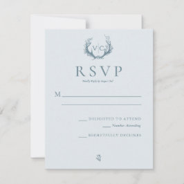 Rustika horn med blomsterkrans | Bröllops RSVP OSA Kort