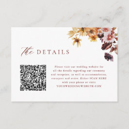 Rustika Höst Blommig QR-kod Bröllopsdetaljer Tilläggskort