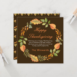 Rustika Höst Löv Fyrkantig Thanksgiving Kort