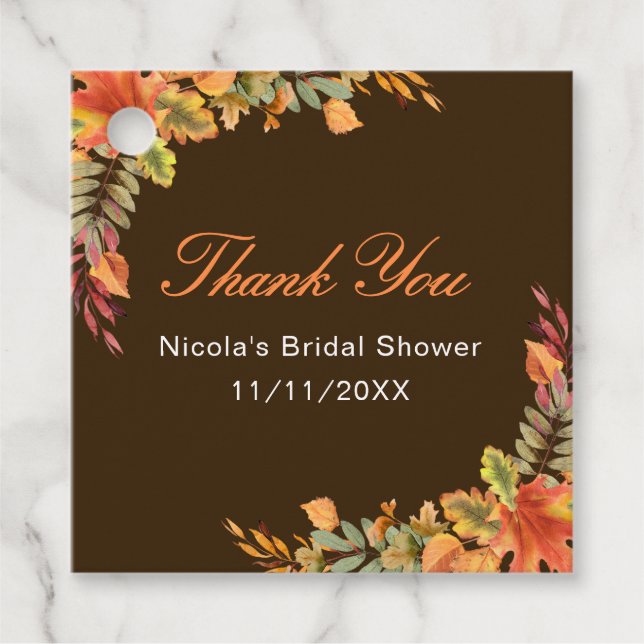 Rustika höstblad Bröllopsdusch Gåvor Etiketter (Framsida)