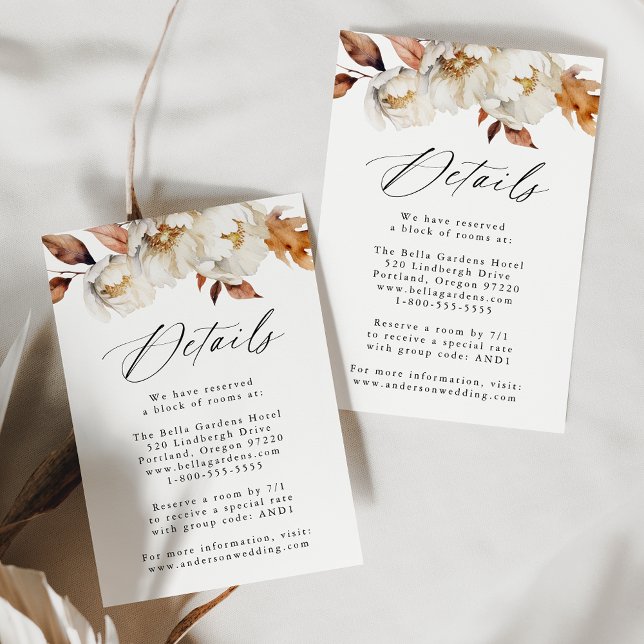 Rustika Höstblommiga Bröllopsdetaljer Tilläggskort (Skapare uppladdad)