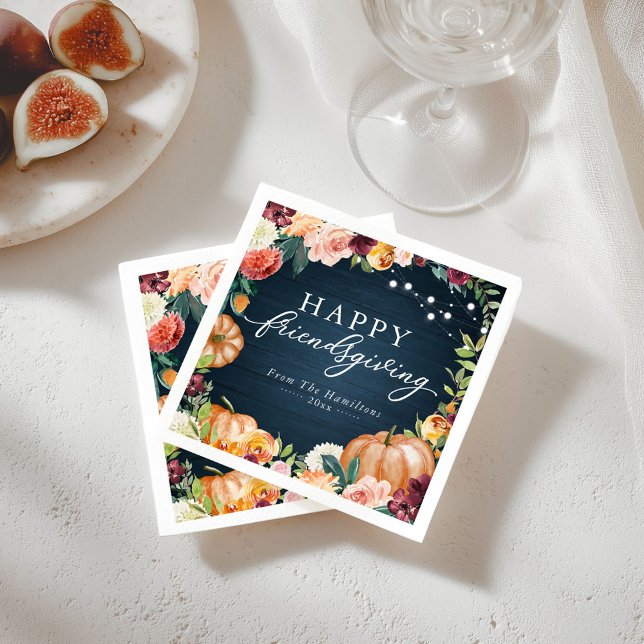 Rustika Höstblommiga Vänner-Tackdags Middag Servet Pappersservett (Skapare uppladdad)