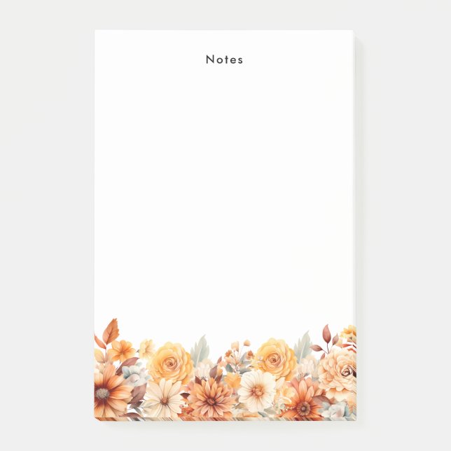 Rustika höstblommor i akvarell - anpassningsbar post-it block (Framsida)