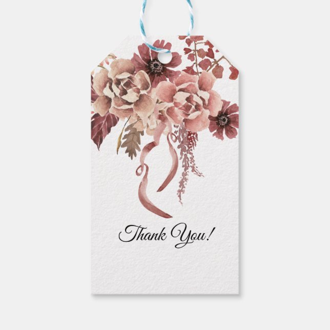 Rustika höstblommor i akvarell presentetikett (Baksidan)