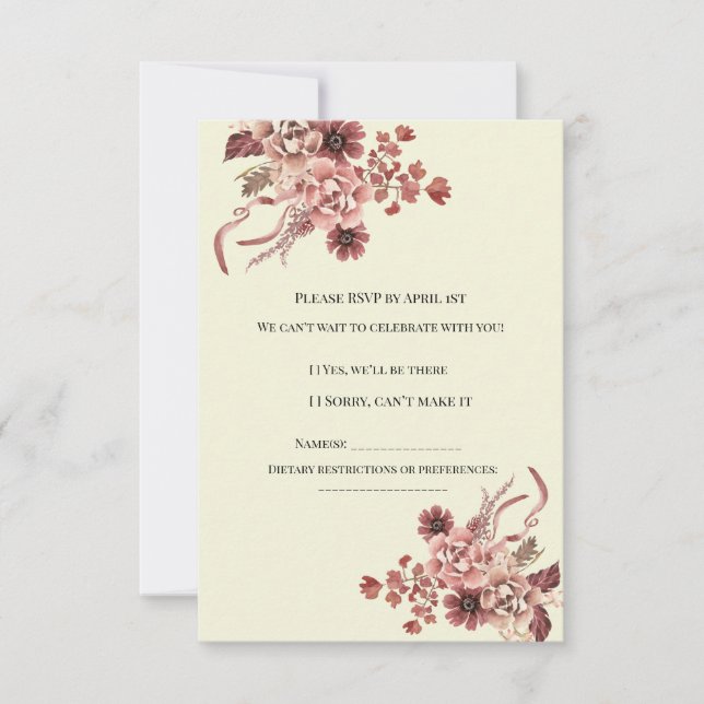 Rustika höstblommor krämfärgad bakgrund akvarell OSA kort (Framsida)