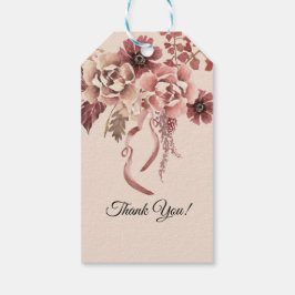 Rustika höstblommor Ljusbeige akvarell Presentetikett