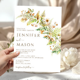 Rustika höstblommor Skogsblad Höstbröllop Inbjudningar