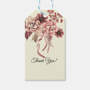 *Rustika höstblommor Vattenfärg krämfärgad bakgrun Presentetikett