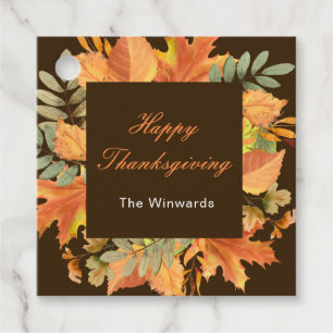 Rustika Höstlöv Fyrkantig Thanksgiving Gåvor Etiketter