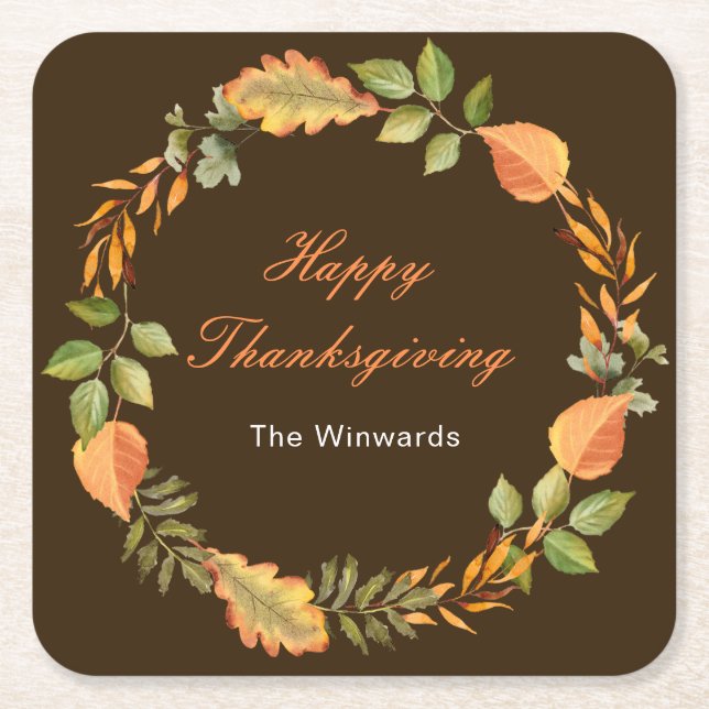 Rustika Höstlöv Fyrkantig Thanksgiving  Underlägg Papper Kvadrat (Framsidan)