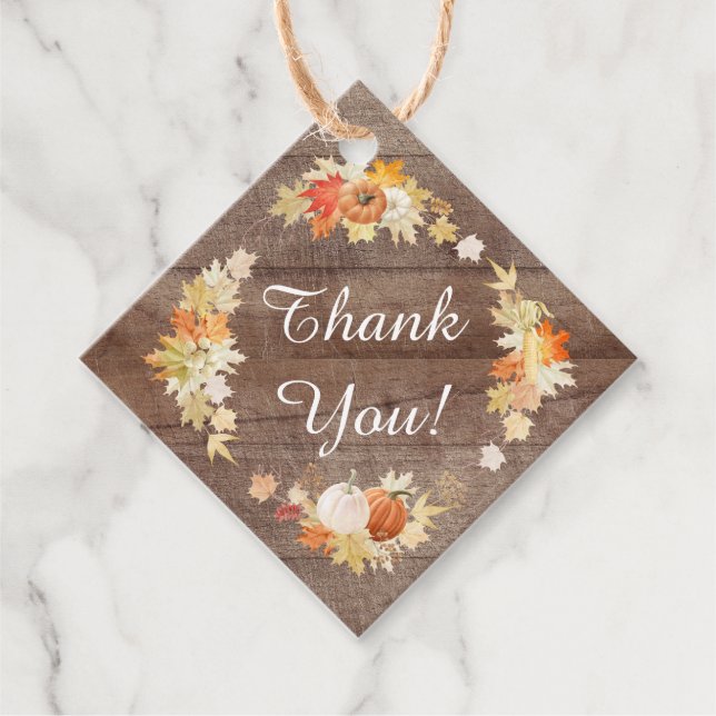 Rustika höstlöv Pumpa Bröllopsduschpresent Gåvor Etiketter (Framsida)