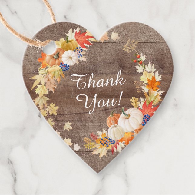 Rustika höstlöv Pumpa Bröllopsduschpresent Gåvor Etiketter (Framsida)