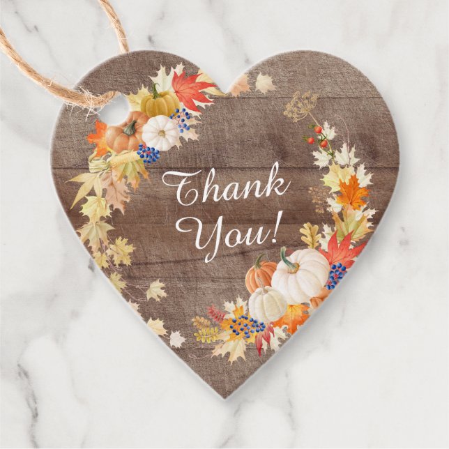 Rustika höstlöv Pumpa Bröllopsfest Förmån Gåvor Etiketter (Framsida)