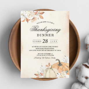 Rustika höstorange pumpor och blommor inbjudningar