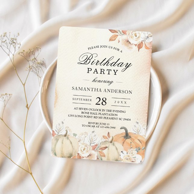 Rustika höstpumpor & blommor inbjudningar (Skapare uppladdad)