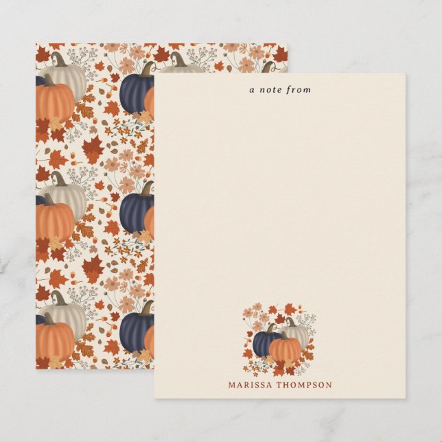 Rustika höstpumpor vilda blommor blad anteckningskort (Fram/baksida)