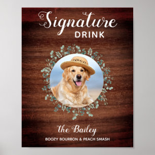 Rustika Husdjursbröllopsfoto Hundbar Signaturdryck Poster