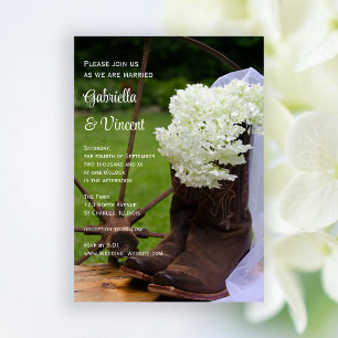 Rustika Hydrangeor och Cowboy Stövlar Västerländsk Inbjudningar