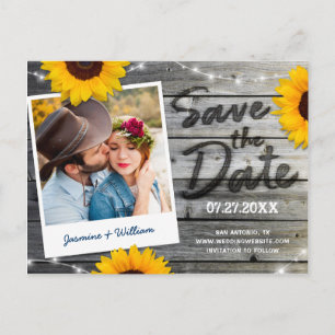 Rustika inbjudningskort för Save the Date Solros