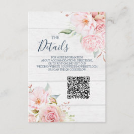 Rustika Inlägg med Blommönster för Bröllop med QR- Tilläggskort