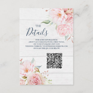 Rustika Inlägg med Blommönster för Bröllop med QR- Tilläggskort
