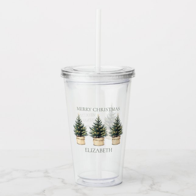 Rustika julgranar med minimalistisk stil take away mugg (Framsida)