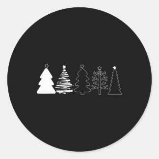 Rustika julgranar Vinter skog Minimalistisk Runt Klistermärke