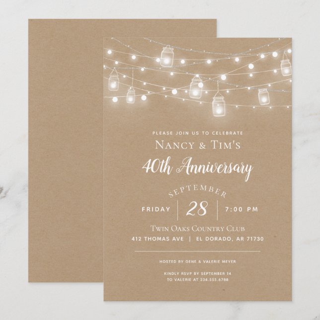 Rustika julgransljus årsfestinbjudan inbjudningar (Fram/baksida)