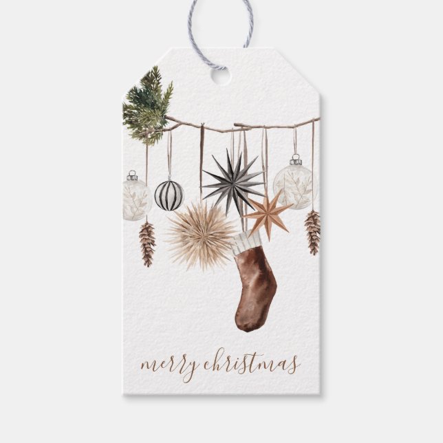 Rustika julhängande ornament presentkort presentetikett (Framsidan)