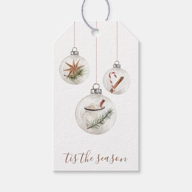 Rustika julhängande ornament presentkort presentetikett (Framsidan)