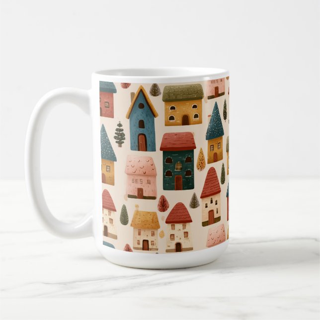 Rustika julhus Sömlöst Mönster Kaffemugg (Vänster)
