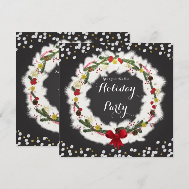 Rustika julinbjudningar med vit tallkrans inbjudningar (Fram/baksida)