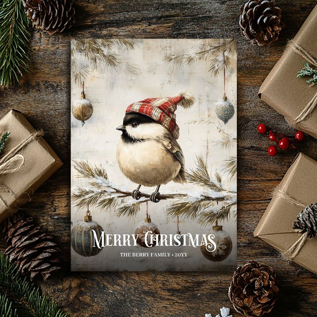 Rustika julkort med vattenfärg, röda och vita robi (Rustic Watercolor Red White Christmas Robin Cards)