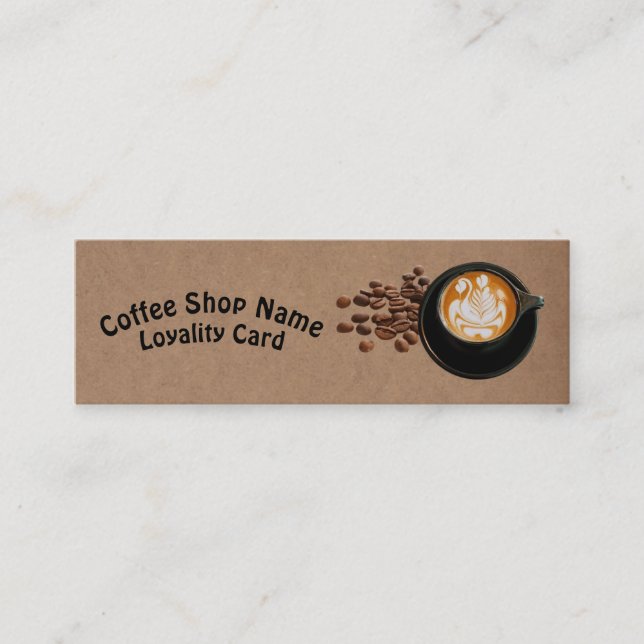 Rustika Kaffekoppar Kaffebönor Mini Visitkort (Framsida)
