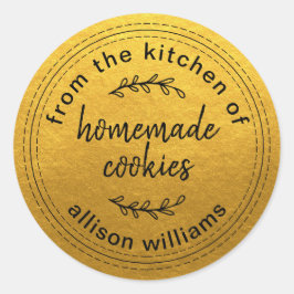 Rustika kakor hemmagjorda Från köket i Guld Runt Klistermärke
