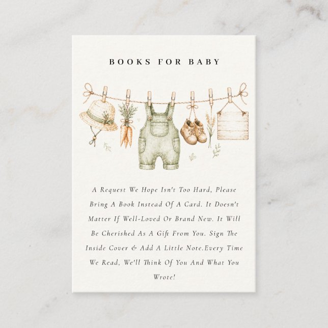 Rustika Kläderlinje För Baby Shower Tilläggskort (Framsida)