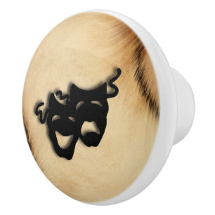 Rustika komedi- och tragediteatermasker knopp