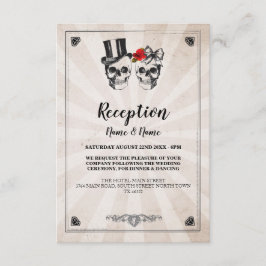 Rustika kort för bröllopsfest Skallar Röd ros