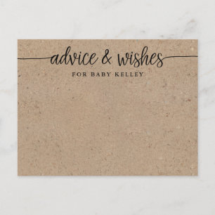 Rustika Kraft Baby Shower Råd och önskningar Kort