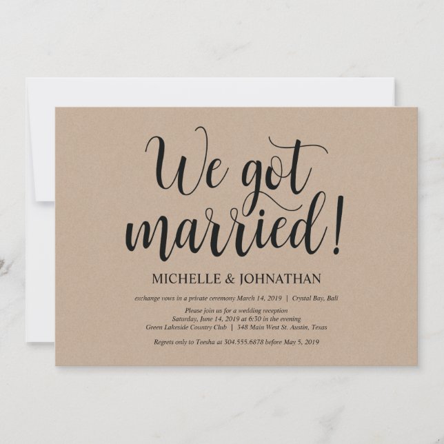 Rustika kraft bröllopsfirande inbjudningskort (Framsida)